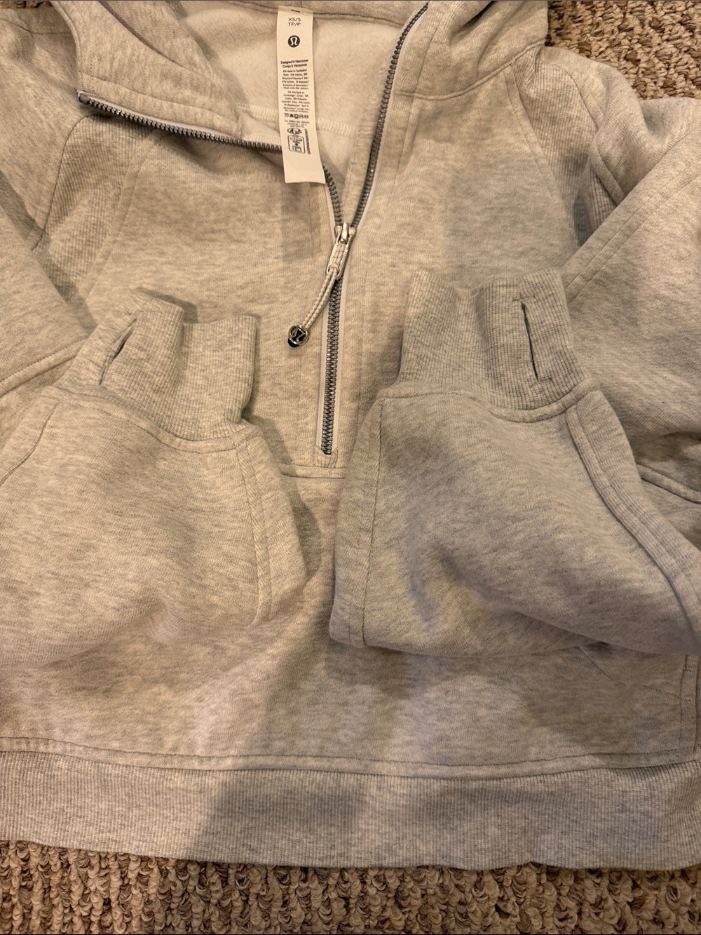 lululemon athletica Light Gray Half-Zip Cowl Hoodie Sweater - Picture 7 of 10